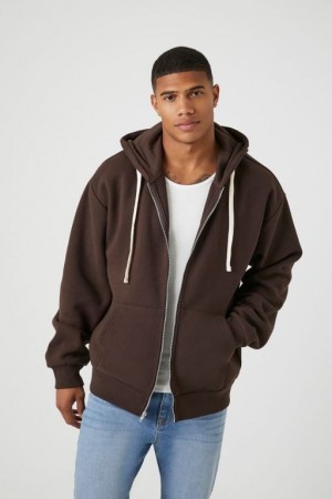 Sudaderas Forever 21 Drawstring Zip Up Hombre Cocoa | dbK3rcXC9uf