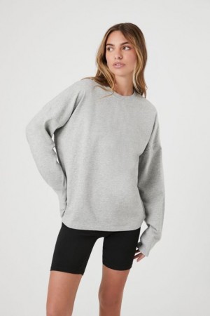 Sudaderas Forever 21 Drop Sleeve Crew Mujer Gris | dmKhNA5qK7X