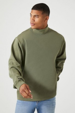 Sudaderas Forever 21 Drop Sleeve Turtleneck Hombre Verde Oliva | 6TUcWxGLJbc