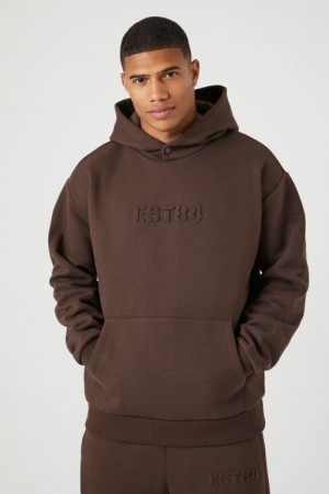 Sudaderas Forever 21 Est Embossed Hombre Cocoa | WTCelSi4dR5