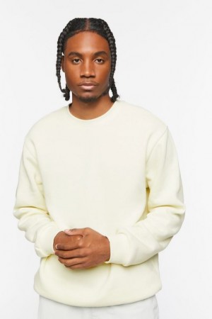 Sudaderas Forever 21 Fleece Crew Sweatshirt Hombre Creme | nAeXRwtbiyz