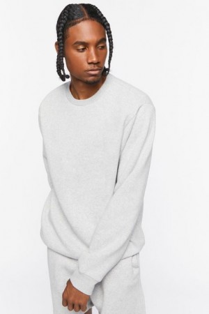 Sudaderas Forever 21 Fleece Crew Sweatshirt Hombre Gris | 8wlzMagnMrR