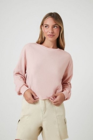 Sudaderas Forever 21 Fleece Drop Sleeve Sweatshirt Mujer Rosas | IjdxkZF89gp