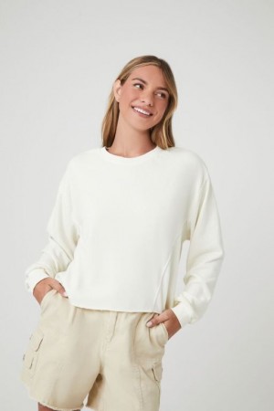 Sudaderas Forever 21 Fleece Drop Sleeve Sweatshirt Mujer Creme | gxzUpnGPPpj