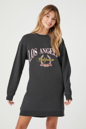 Sudaderas Forever 21 Fleece Los Angeles Estampadas Mini Mujer Negras Multicolor | JlmnJNCtPiW