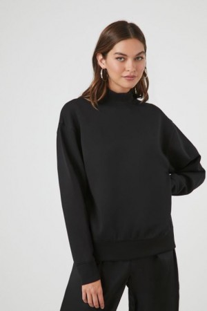 Sudaderas Forever 21 Fleece Mock Neck Mujer Negras | gUJTq7CQRZj