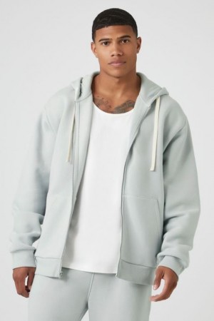 Sudaderas Forever 21 Fleece Zip Up Hombre Gris Claro | n8r16bhZdXs