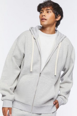 Sudaderas Forever 21 Fleece Zip Up Hombre Gris | ce1o40hgiZx