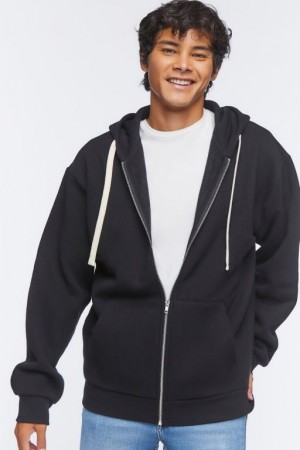 Sudaderas Forever 21 Fleece Zip Up Hombre Negras | N5amHEc5Kg1