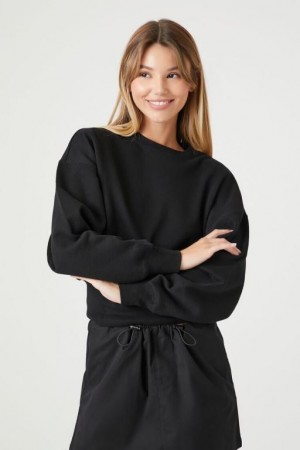 Sudaderas Forever 21 French Terry Drop Sleeve Mujer Negras | YIsQnvslkl4