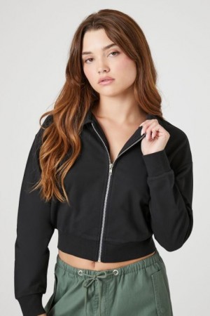 Sudaderas Forever 21 French Terry Zip Up Mujer Negras | DfxOnvCOwDu