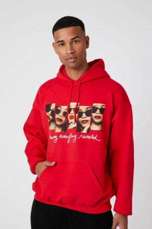 Sudaderas Forever 21 Her Estampadas Drawstring Hombre Rojas Multicolor | 1Bkau6EKYK4