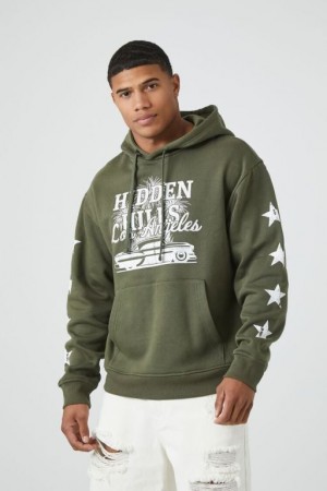 Sudaderas Forever 21 Hidden Hills Estampadas Hombre Verde Oliva Creme | mR4ZhpRfMvT