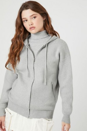 Sudaderas Forever 21 Hooded Zip Up Mujer Gris | yAH0lNW5PAZ