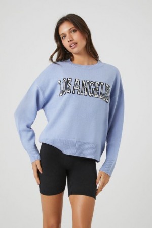 Sudaderas Forever 21 Los Angeles Drop Sleeve Mujer Azules Multicolor | QcHeKDcDsSA