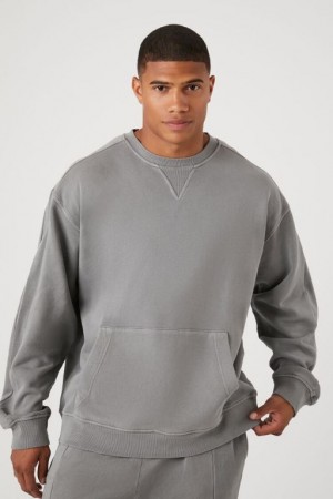 Sudaderas Forever 21 Mineral Wash V Notch Drop Sleeve Hombre Gris | cFMMZMq4Q5Y