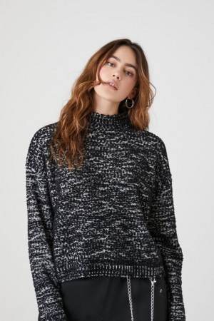 Sudaderas Forever 21 Mock Neck Drop Sleeve Mujer Negras | TcaWqcDcaDV