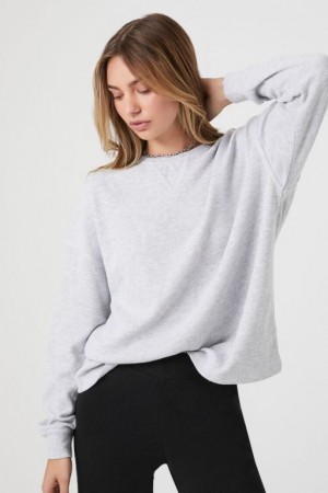 Sudaderas Forever 21 Oversized Crew Mujer Gris | PPlD8c6gCuC