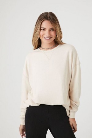 Sudaderas Forever 21 Oversized Crew Mujer Creme | fD21qhdjI7K