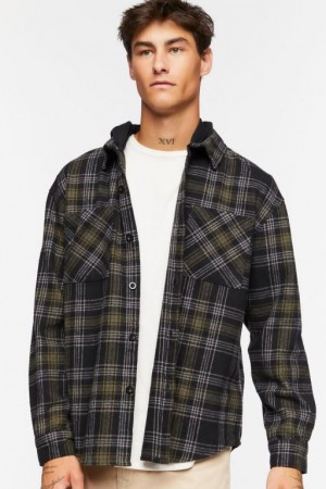 Sudaderas Forever 21 Plaid Combo Flannel Hombre Negras Multicolor | FVD2fbTpXJj