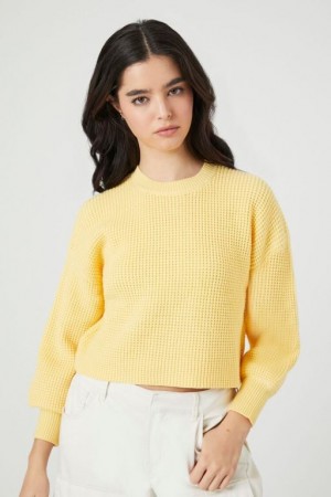 Sudaderas Forever 21 Purl Knit Long Sleeve Mujer Pale Banana | 7N14gxcJWZl