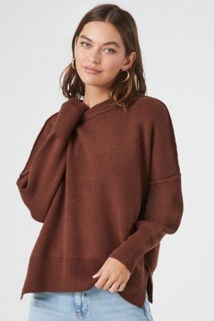 Suéteres Forever 21 Acanalado Drop Sleeve Mujer Marrones | 2CNM4k758sM