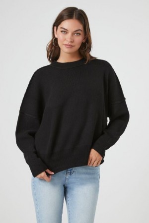 Suéteres Forever 21 Acanalado Drop Sleeve Mujer Negras | uMjnXkxsMJM