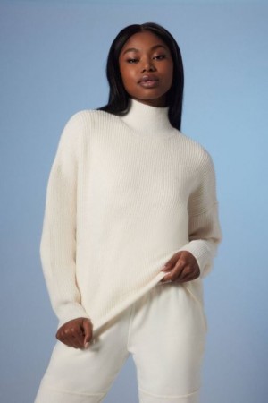 Suéteres Forever 21 Acanalado Knit Turtleneck Mujer Blancas | el9iFk8SuVy