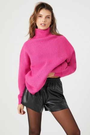 Suéteres Forever 21 Acanalado Knit Turtleneck Mujer Rosas | V2ezcNtdrLf