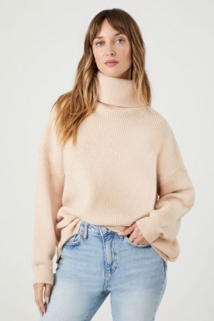 Suéteres Forever 21 Acanalado Knit Turtleneck Mujer Creme | L5hVWuPeBYp