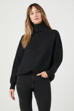 Suéteres Forever 21 Acanalado Knit Turtleneck Mujer Negras | aiH6JFJBs0y