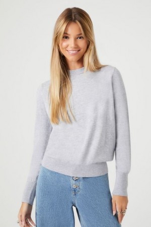 Suéteres Forever 21 Acanalado Trim Mujer Gris | CPbbeKkd1oy