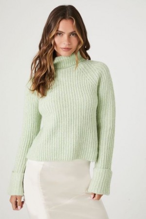 Suéteres Forever 21 Acanalado Turtleneck Mujer Verde | X5nYPs8sMIK