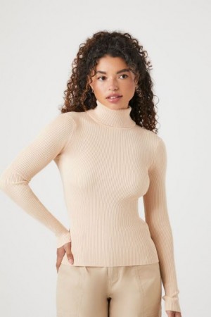 Suéteres Forever 21 Acanalado Turtleneck Knit Mujer Marrones | AzZudHAWUFu