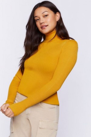 Suéteres Forever 21 Acanalado Turtleneck Knit Mujer Amber | UoSnfolLm8u