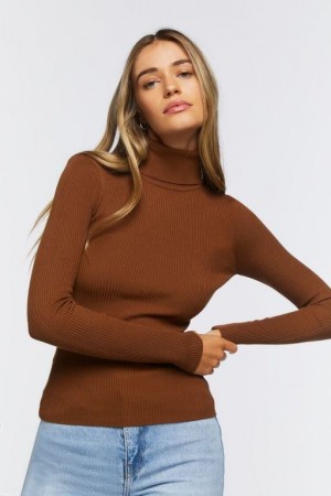 Suéteres Forever 21 Acanalado Turtleneck Knit Mujer Beige | 6vHLo7grJbY