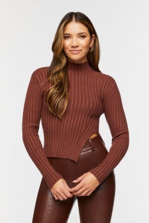 Suéteres Forever 21 Asymmetrical Hem Mujer Chocolate | Dyh9pIeZN4b