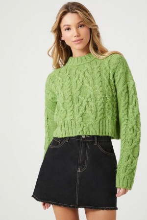 Suéteres Forever 21 Cable Knit Drop Sleeve Mujer Verde | x8wcynhKfpp