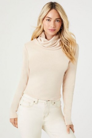 Suéteres Forever 21 Cowl Turtleneck Mujer Beige | lGsW9TU6FPG