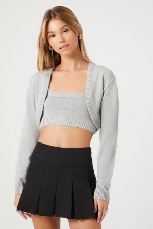 Suéteres Forever 21 Crop Amp Shrug Set Mujer Gris | u2CUmxX5RHf