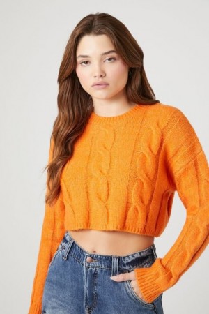 Suéteres Forever 21 Cropped Boxy Cable Knit Mujer Naranjas | o8FrzNN9Pro