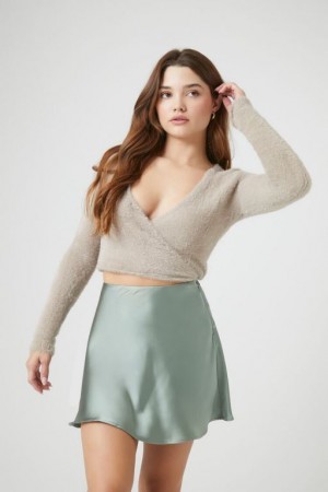 Suéteres Forever 21 Cropped Knit Wrap Mujer Goat | TUAfI5n82jj