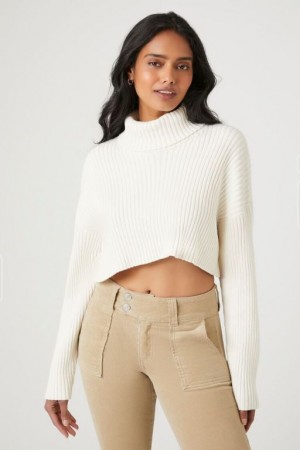 Suéteres Forever 21 Cropped Turtleneck Mujer Creme | UMQZqOKvgtY