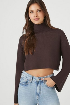 Suéteres Forever 21 Cropped Turtleneck Mujer Marrones | L4W4FIM2GND