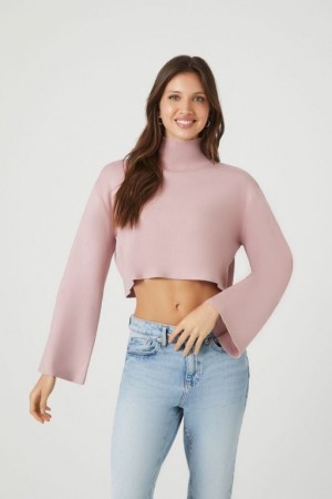 Suéteres Forever 21 Cropped Turtleneck Mujer Rosas | LMInEPuMcrA