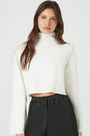 Suéteres Forever 21 Cropped Turtleneck Mujer Creme | SZP5WLhAX9z