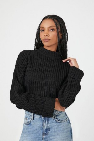 Suéteres Forever 21 Drop Sleeve Crew Mujer Negras | DdURSCYD2vD