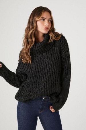 Suéteres Forever 21 Drop Sleeve Turtleneck Mujer Negras | u4LCNHEVDah