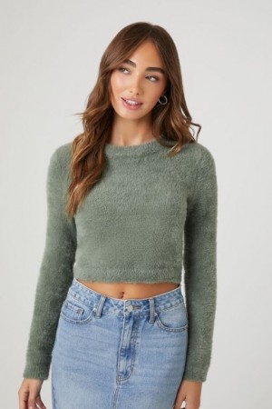 Suéteres Forever 21 Fitted Fuzzy Knit Mujer Verde | i2l6Af8G8iT