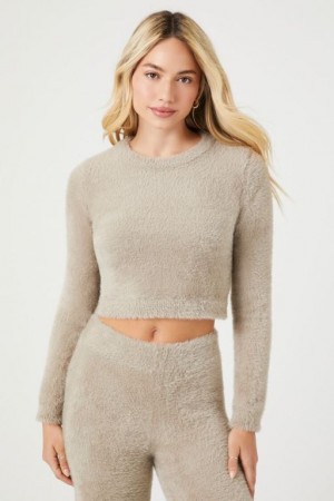 Suéteres Forever 21 Fitted Fuzzy Knit Mujer Goat | 03orlRiAzfc